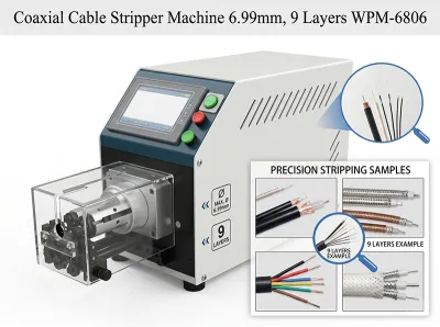 Mesin Pelucutan Kabel Sepaksi Automatik Berkelajuan Tinggi WPM-6806 - Penjalur Kabel Koaksial